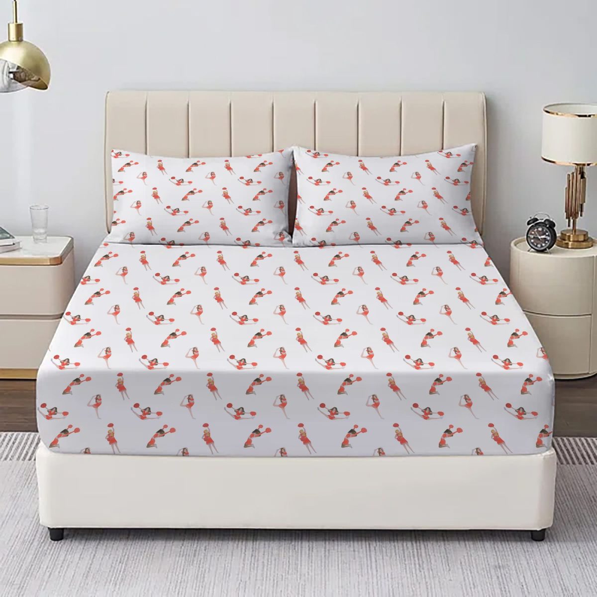 Printed Bed Sheet orange print