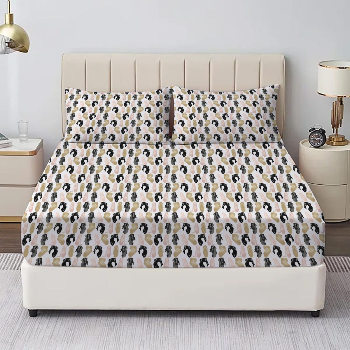 Printed Bed Sheet black patches