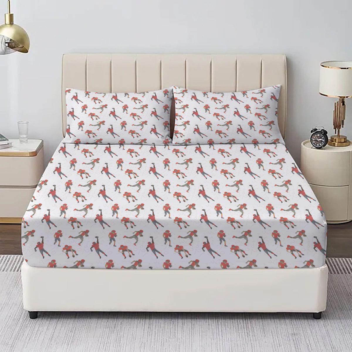 Printed Bed Sheet single red man print
