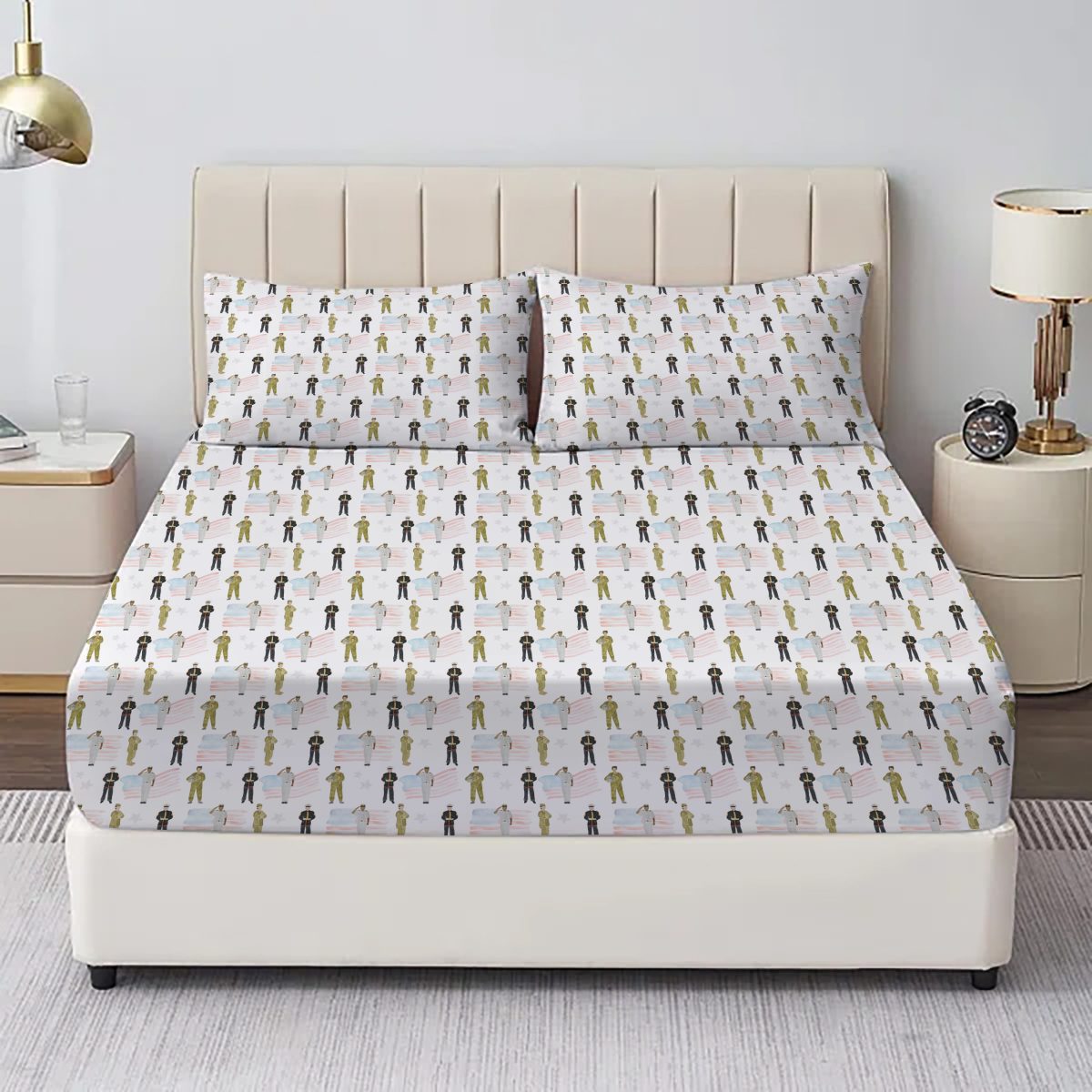 Printed Bed Sheet brown and black man print