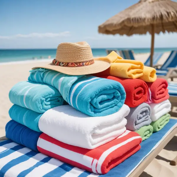 Multi Color Beach & Pool Towels with hat