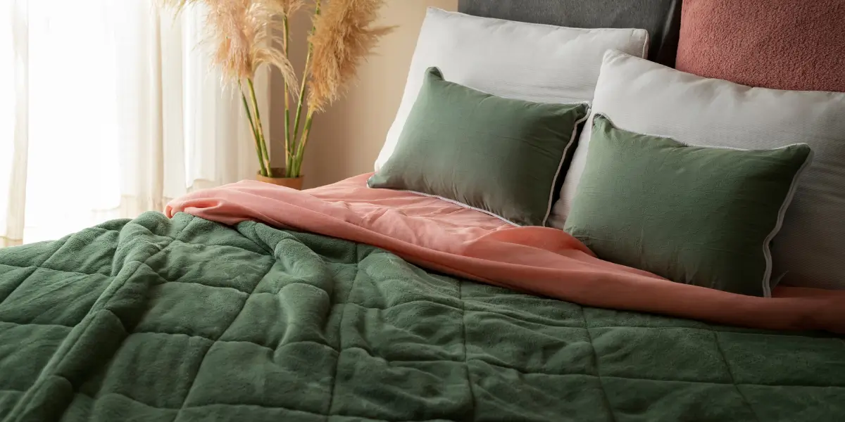 green colored bedding