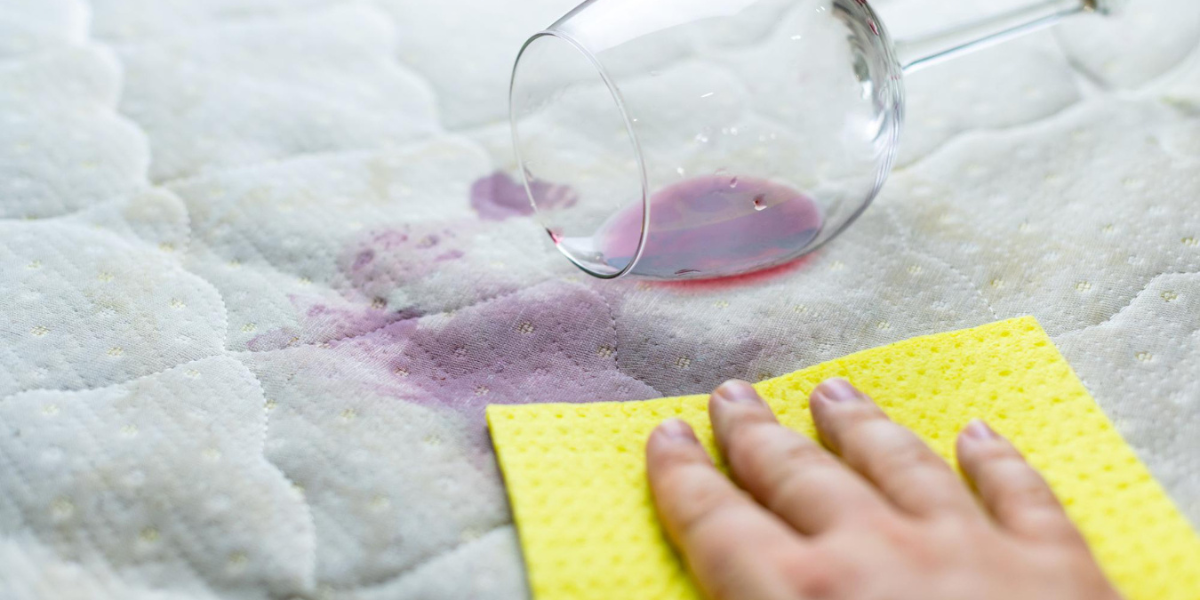 wine stain on bedding